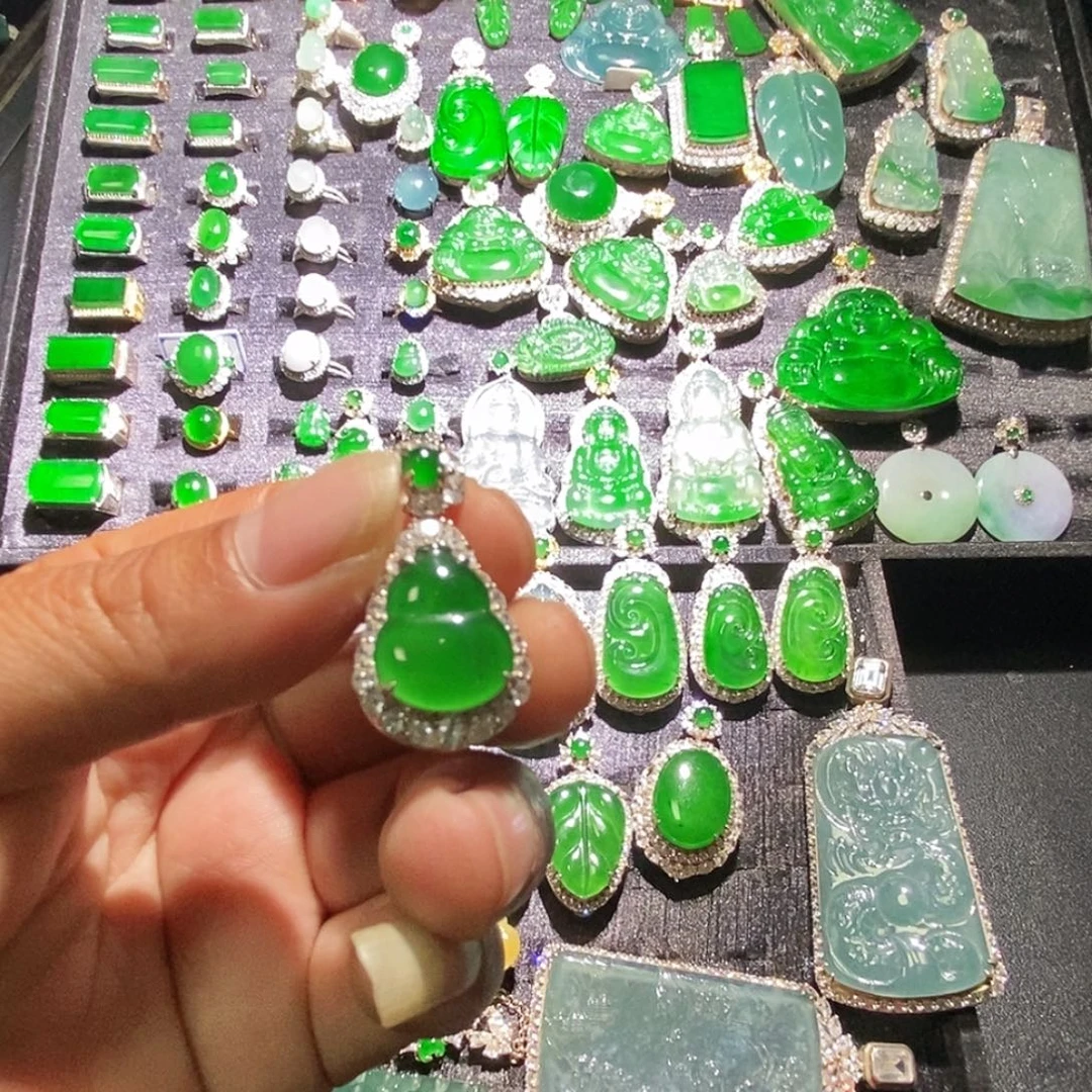 翡翠银S925镶嵌吊坠(赠链)A货翡翠15