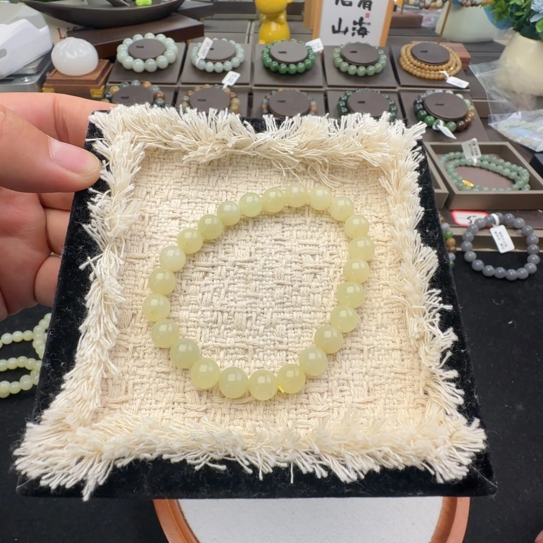 和田玉未镶嵌手链卡8新疆且末金山暖白猪油膏，38