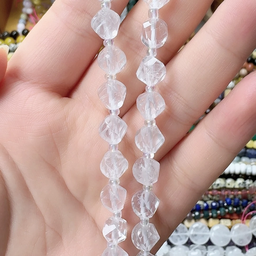 未镶嵌玛瑙/玉髓珠宝半成品白水晶扭珠一条