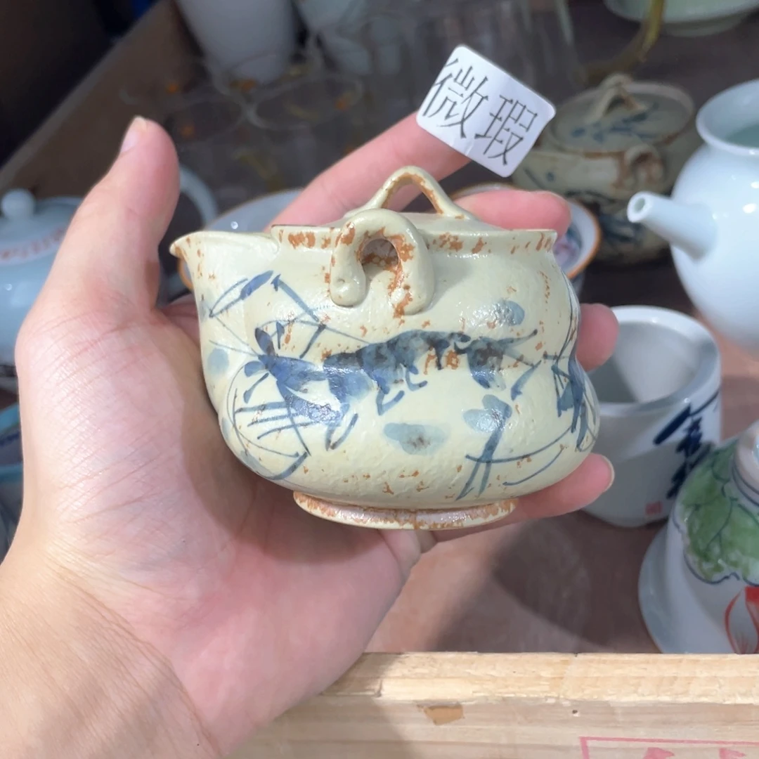 釉下手绘茶具微瑕