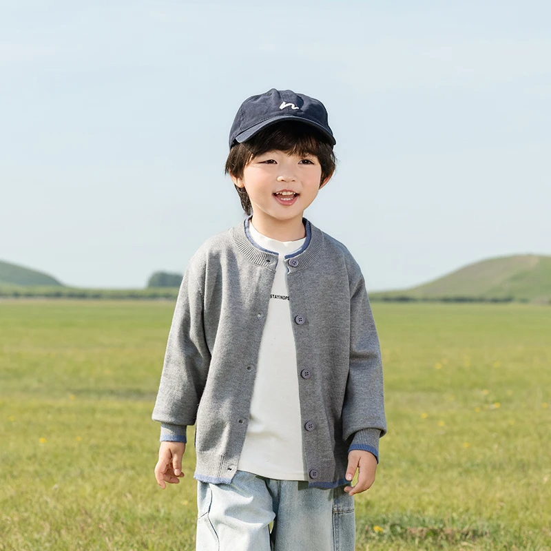 儿童针织开衫春秋款小童秋季男童毛衣洋气男宝宝秋装外套2025新款