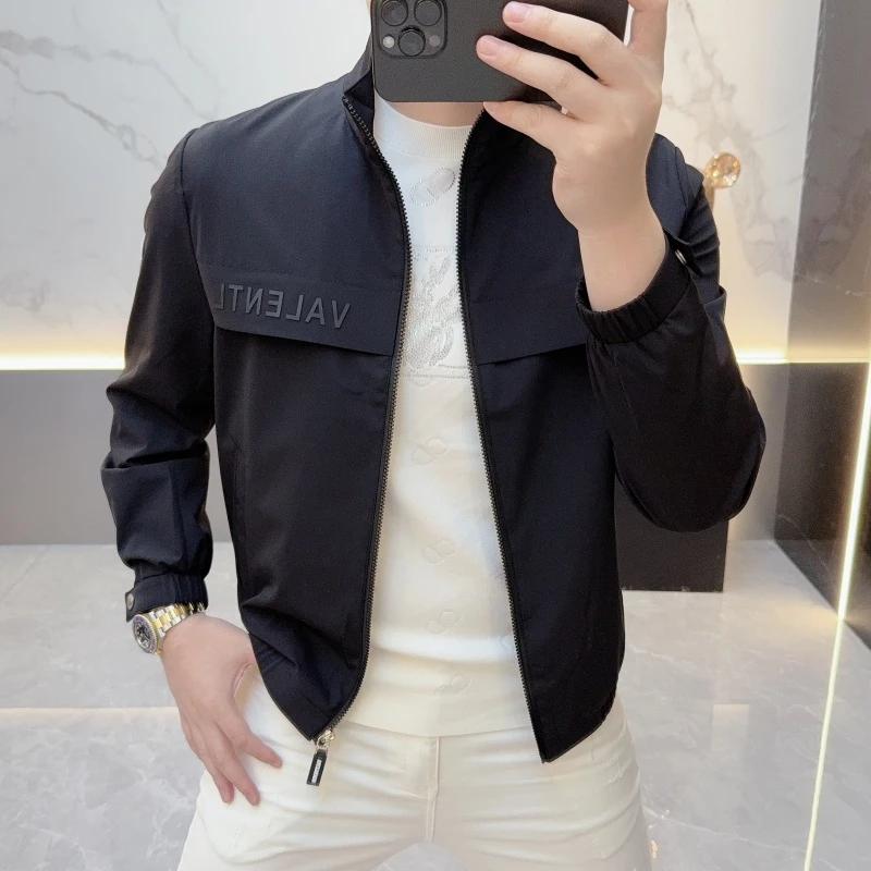 艾塞西隆比男士夹克秋季新款修身帅气字母徽章立领潮流薄款外套