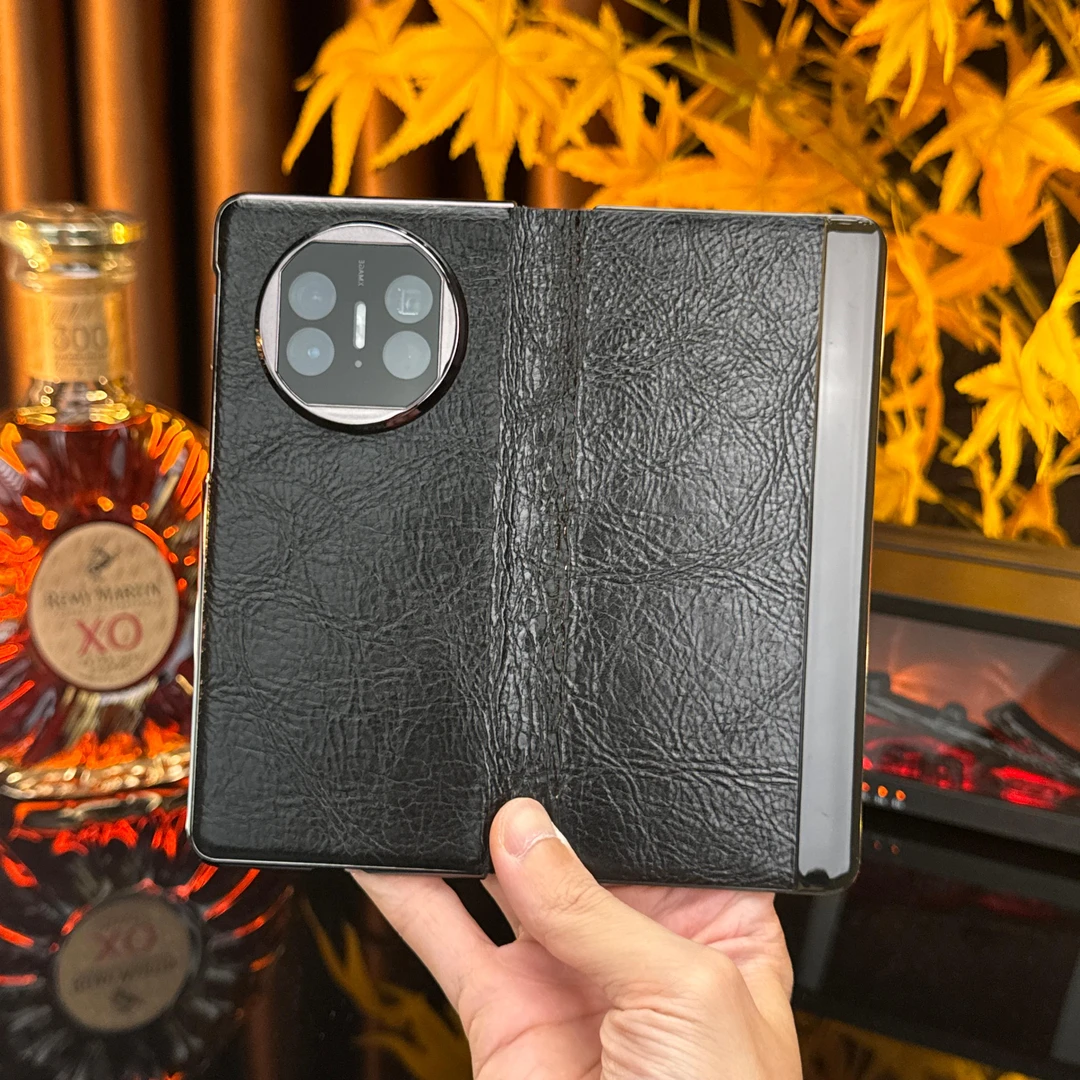 [油蜡真皮]适用华为MateX6镜头全包翻盖手机壳高档商务matex5防摔