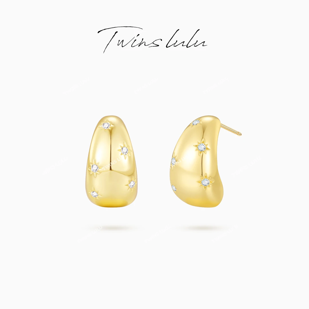 TWINS LULU 流光风 秋上新 简约经典水滴型六芒星耳环TSL2980