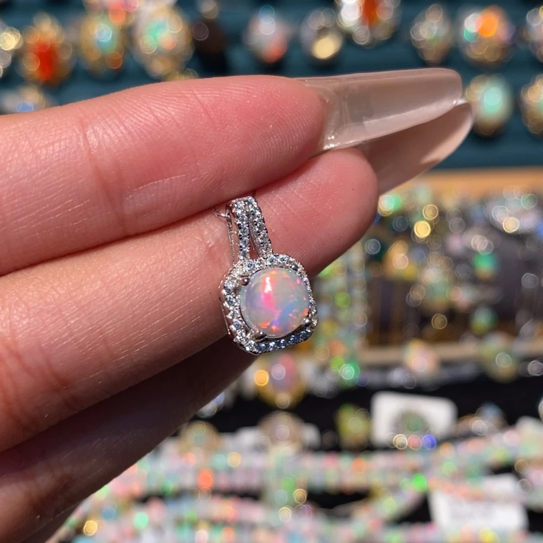 欧泊银S925镶嵌吊坠