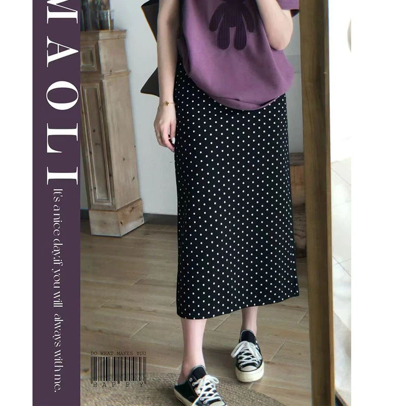 波点2025春夏新款西装面料质感直筒半身裙#6657