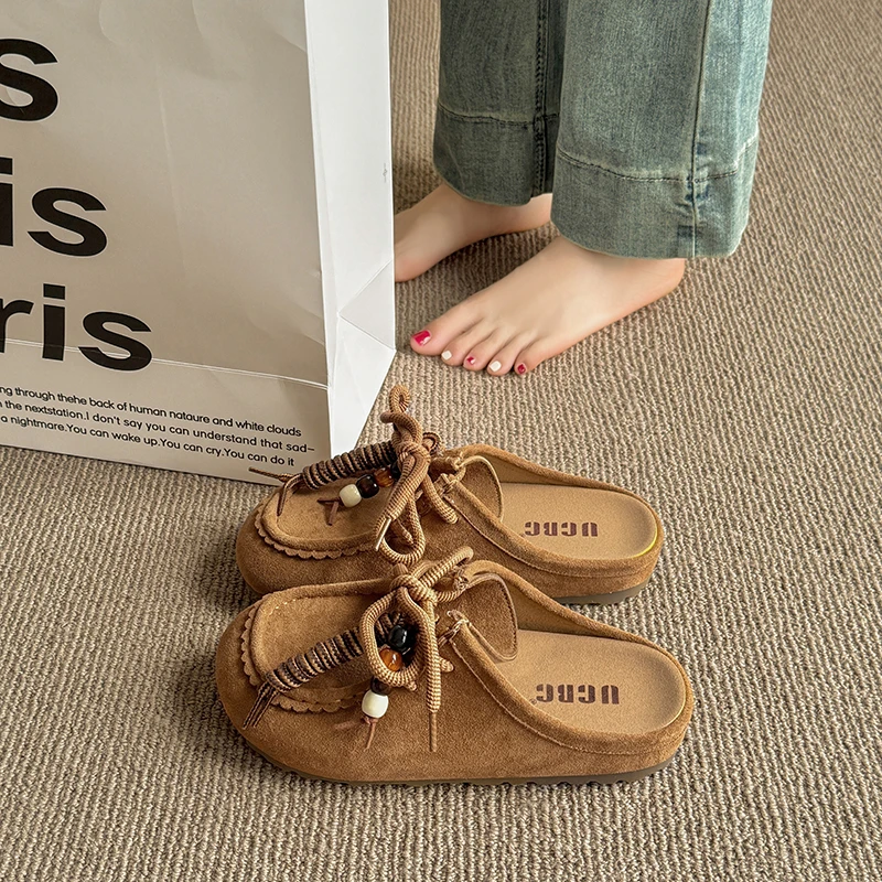 勃肯拖鞋女厚底增高2025夏季新款复古民族风一脚蹬懒人包头半拖鞋