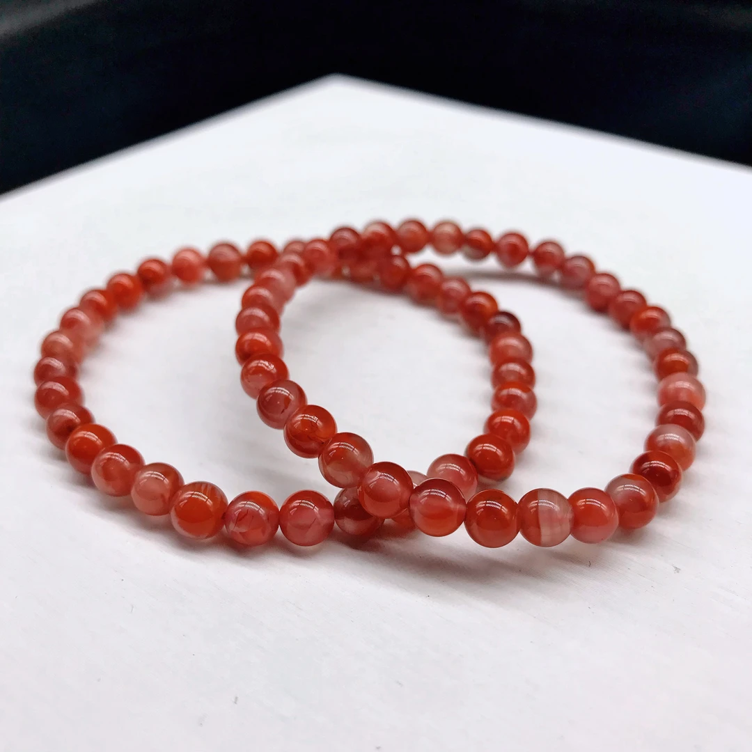 【鼎利源】南红老矿玫红火焰百搭单圈手串5mm（多样式发其一）