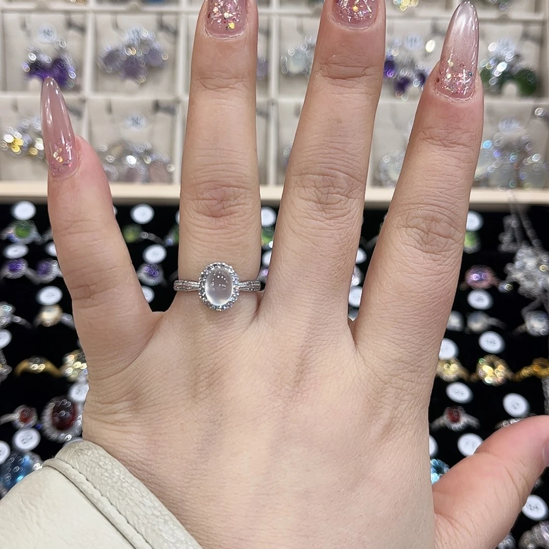 岫玉银S925镶嵌戒指