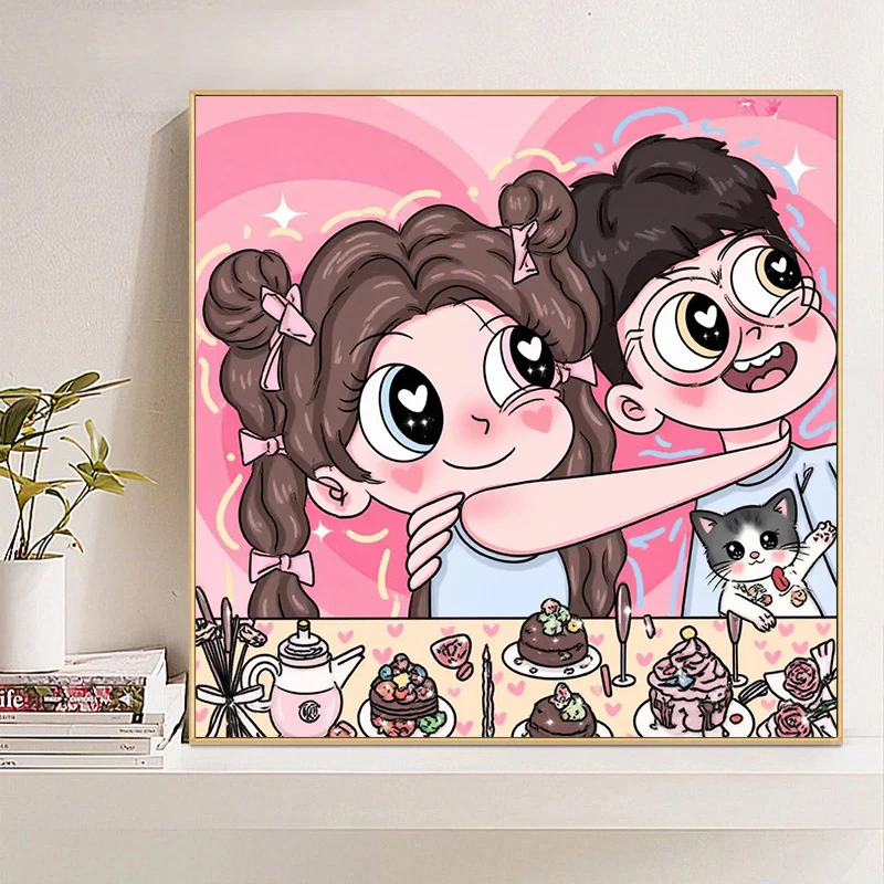 星蝶风情侣diy数字油画填充涂色手绘油彩画手工填色装饰画