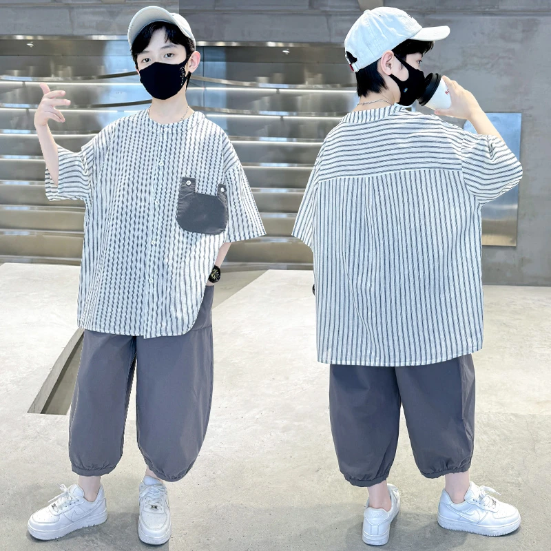 男童套装夏季薄款2025新款儿童夏装短袖运动男孩中大童夏款衣服潮