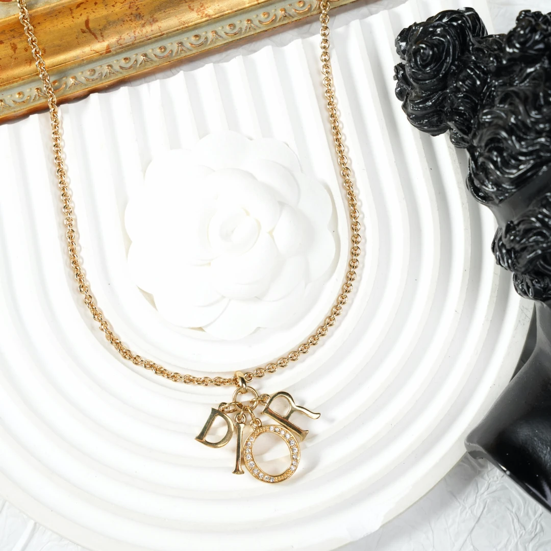 95新 DIOR/迪奥 柚礼中古/迪奥素金字母项链LZ504500