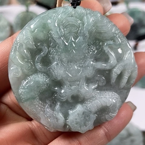 翡翠颈饰未镶嵌龙凤呈祥两面工福利