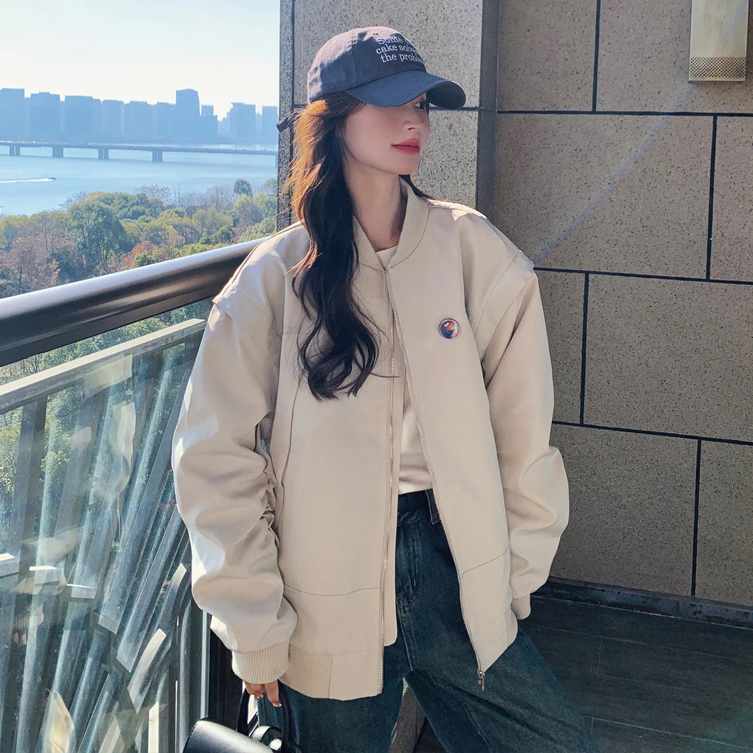 美式慵懒chic棒球服外套女春秋2025新款独特超好看学院风百搭夹克