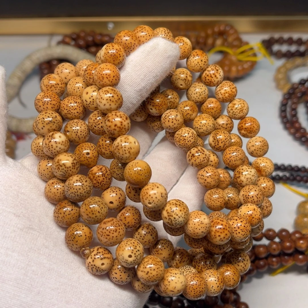 馒***猫吊坠星月菩提11正圆珠细星