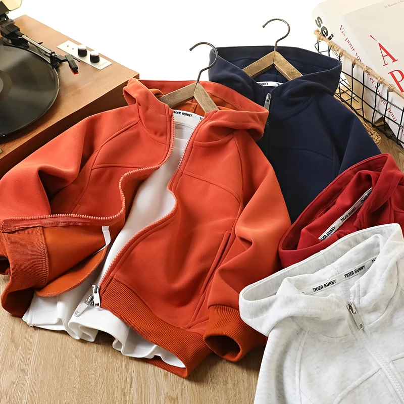 男童春秋新款连帽拉链外套中大童休闲宽松运动服拉链衫上衣6665