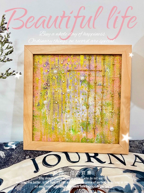 原创综合材料抽象艺术23×23×2.5cm