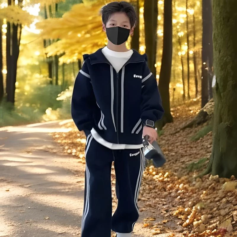 D男童套装春秋装2025新款男孩帅气外套秋季儿童休闲运动两件套潮