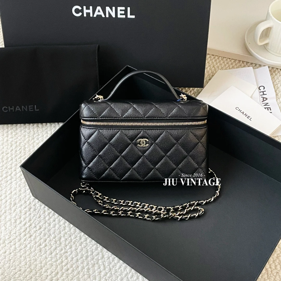 未使用 Chanel/香奈儿 25K 黑金荔枝牛LP盒子全新全套 JM7-3764