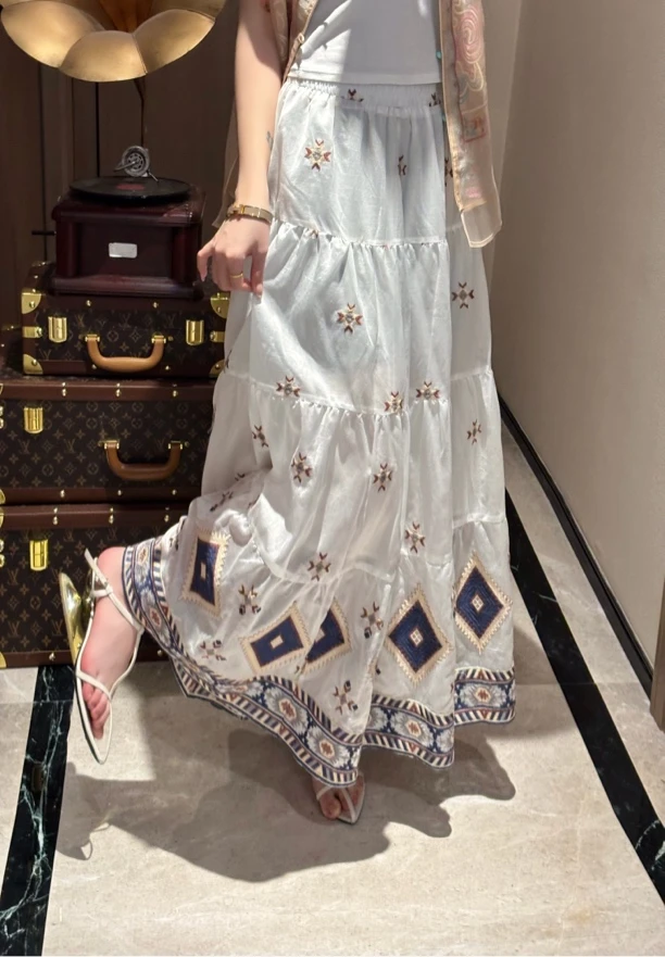 玛薇丝【桑格】优雅气质波西米亚风百搭设计夏季度假风半身裙