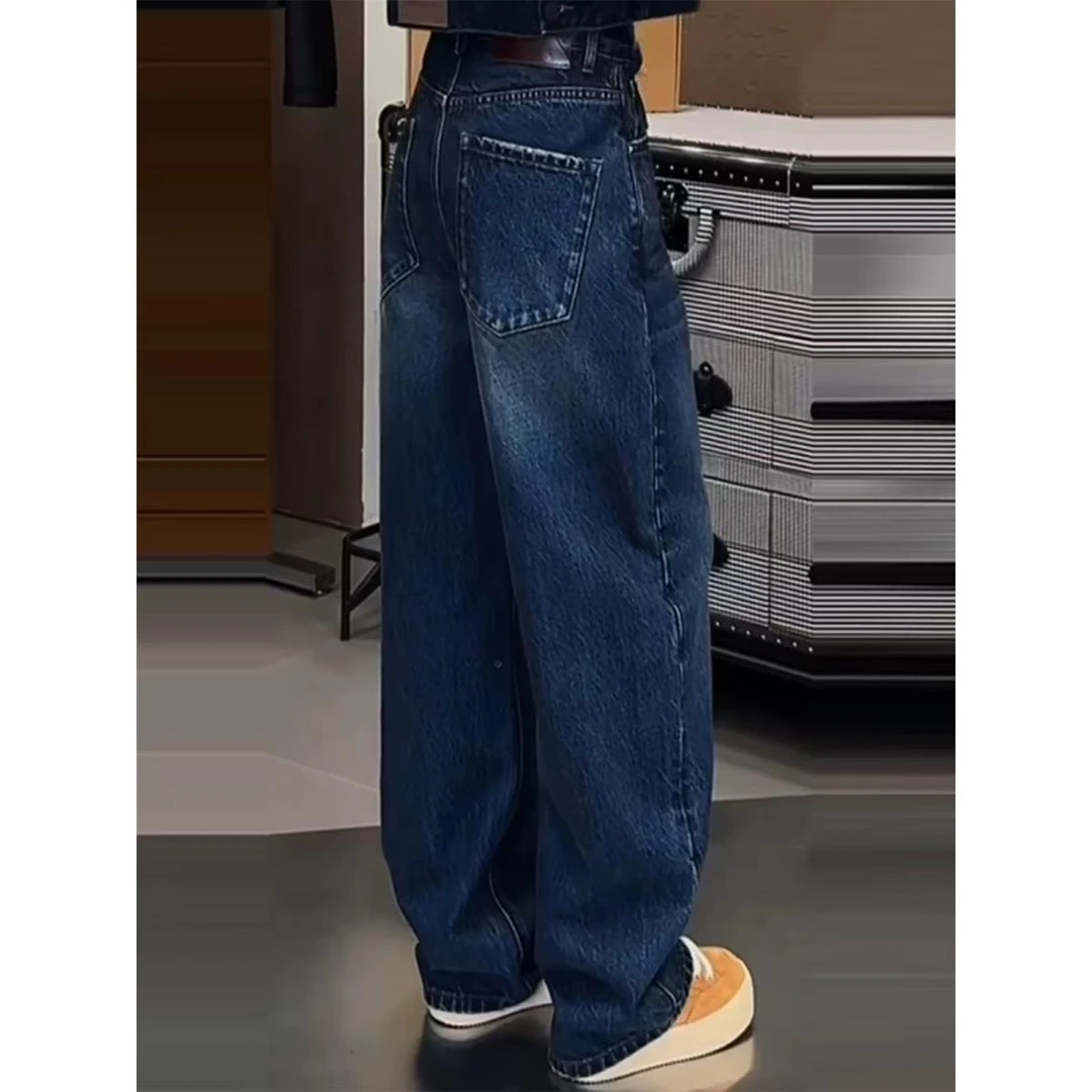 大码加绒直筒牛仔裤女秋冬胖mm梨形身材宽松高腰显瘦阔腿弯刀裤子