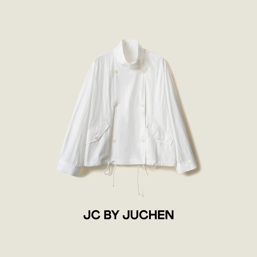 LEM风经典双排扣设计感简约廓形立领抽绳外套 FW102007-195