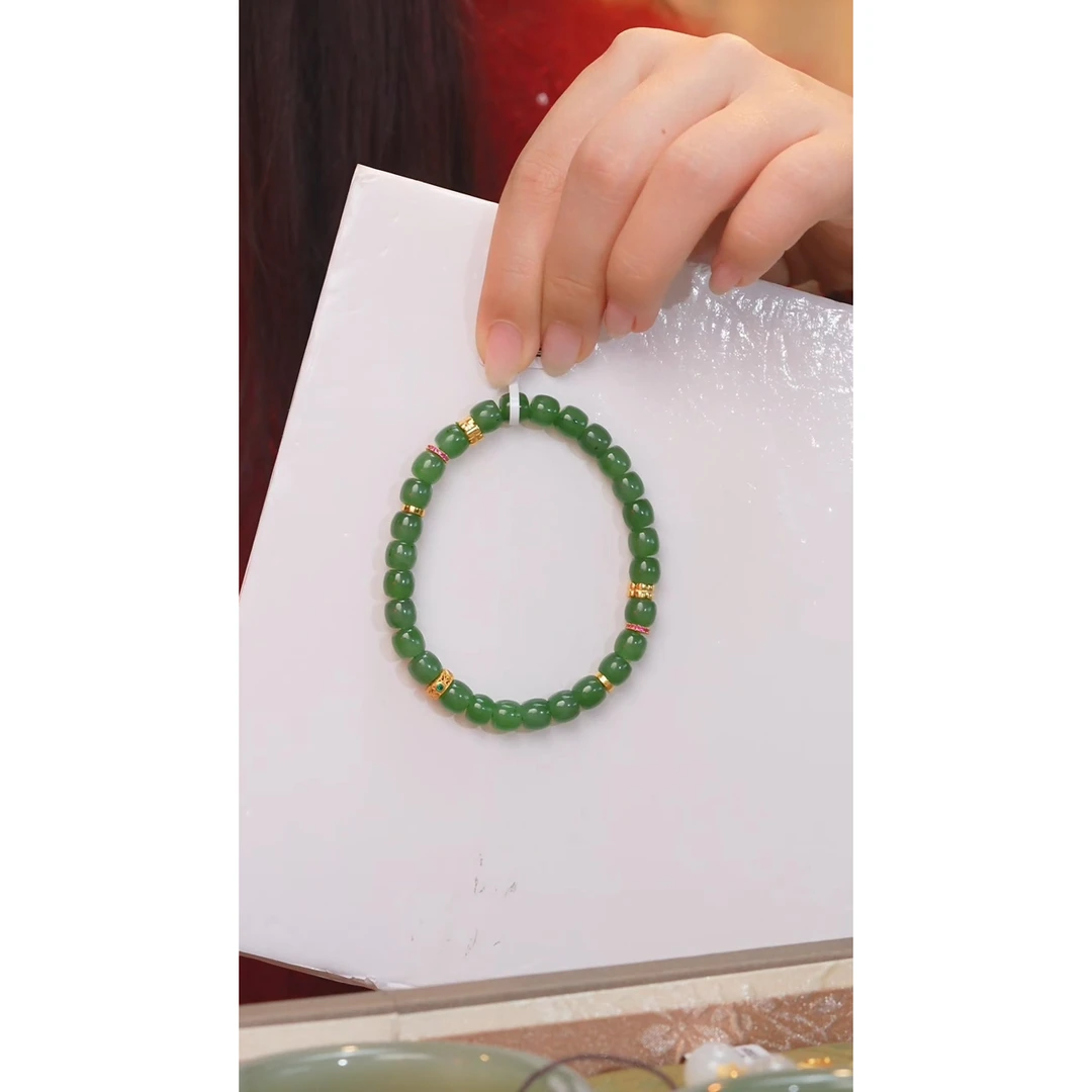 和田玉手串卡6-7@@N7096