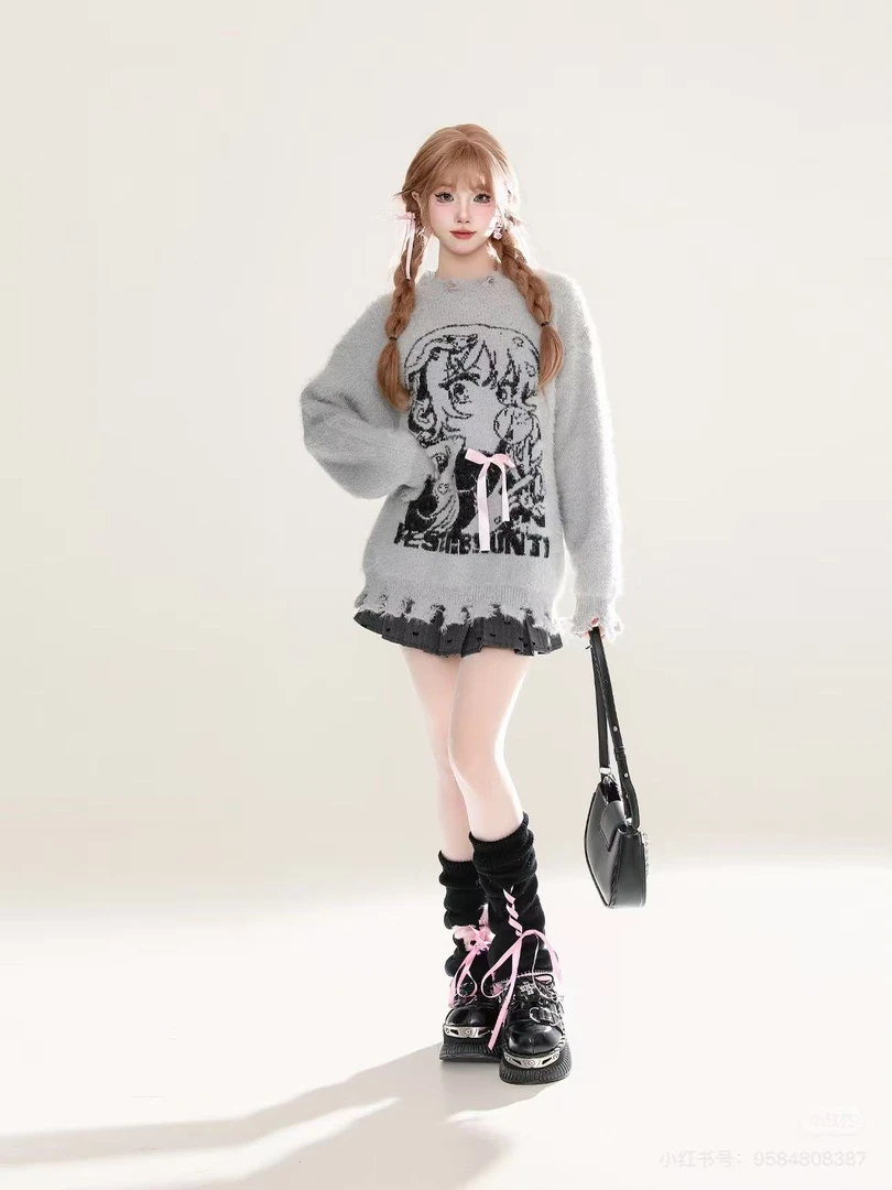 B8-2-3两色”泡泡糖少女”毛衣（166）