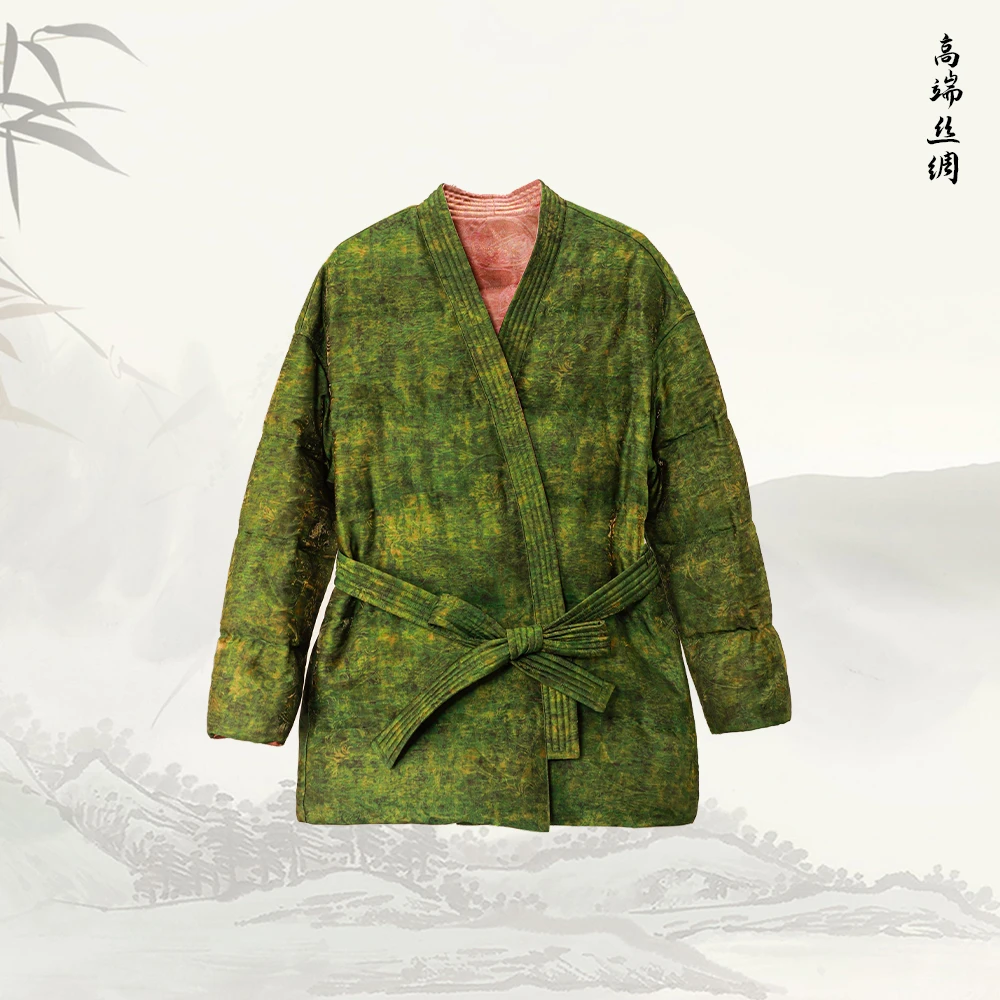 新款新中式时尚V领系带显瘦保暖鹅绒服547143