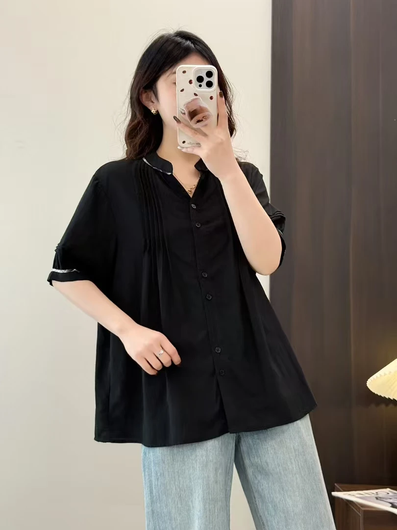 9602女士夏季显瘦时尚休闲棉质中袖上衣舒适穿搭