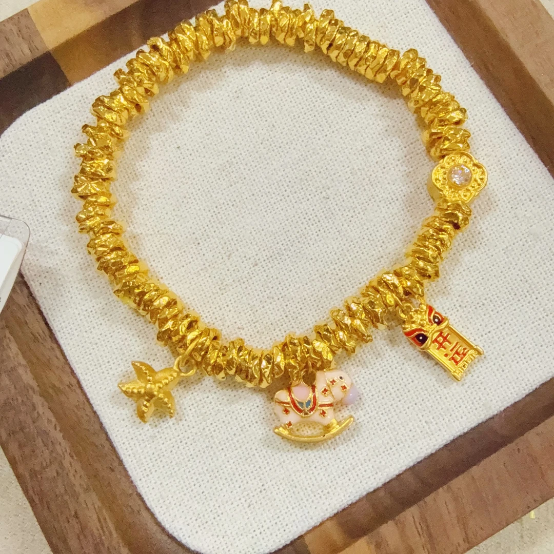 【足金马上开运盘缠手串】卡6mm（弹力绳）