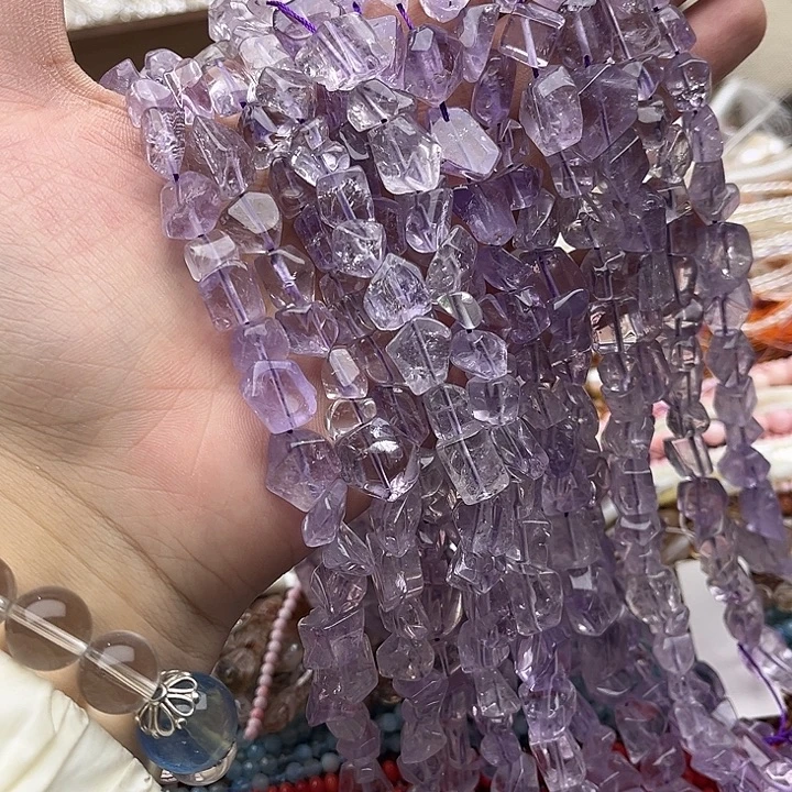 玛瑙/玉髓未镶嵌珠宝半成品一条玻利维亚紫晶随型切面