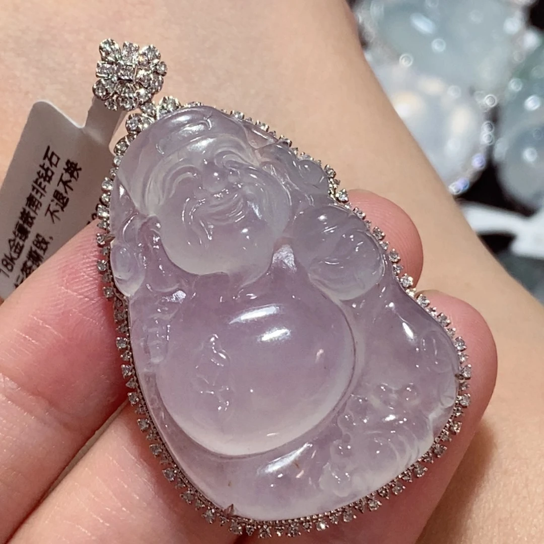 颈饰18K金镶嵌翡翠吊坠