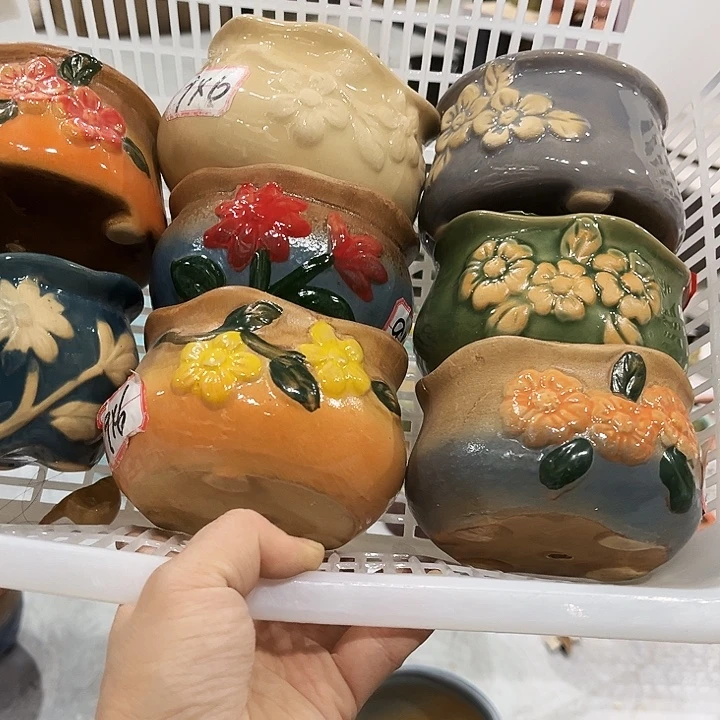 瓷片花盆多肉植物艺术品