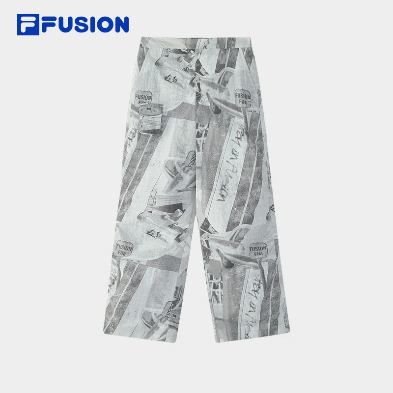 FILA FUSION斐乐潮流满印梭织长裤女款夏季休闲直筒裤T11W523806F