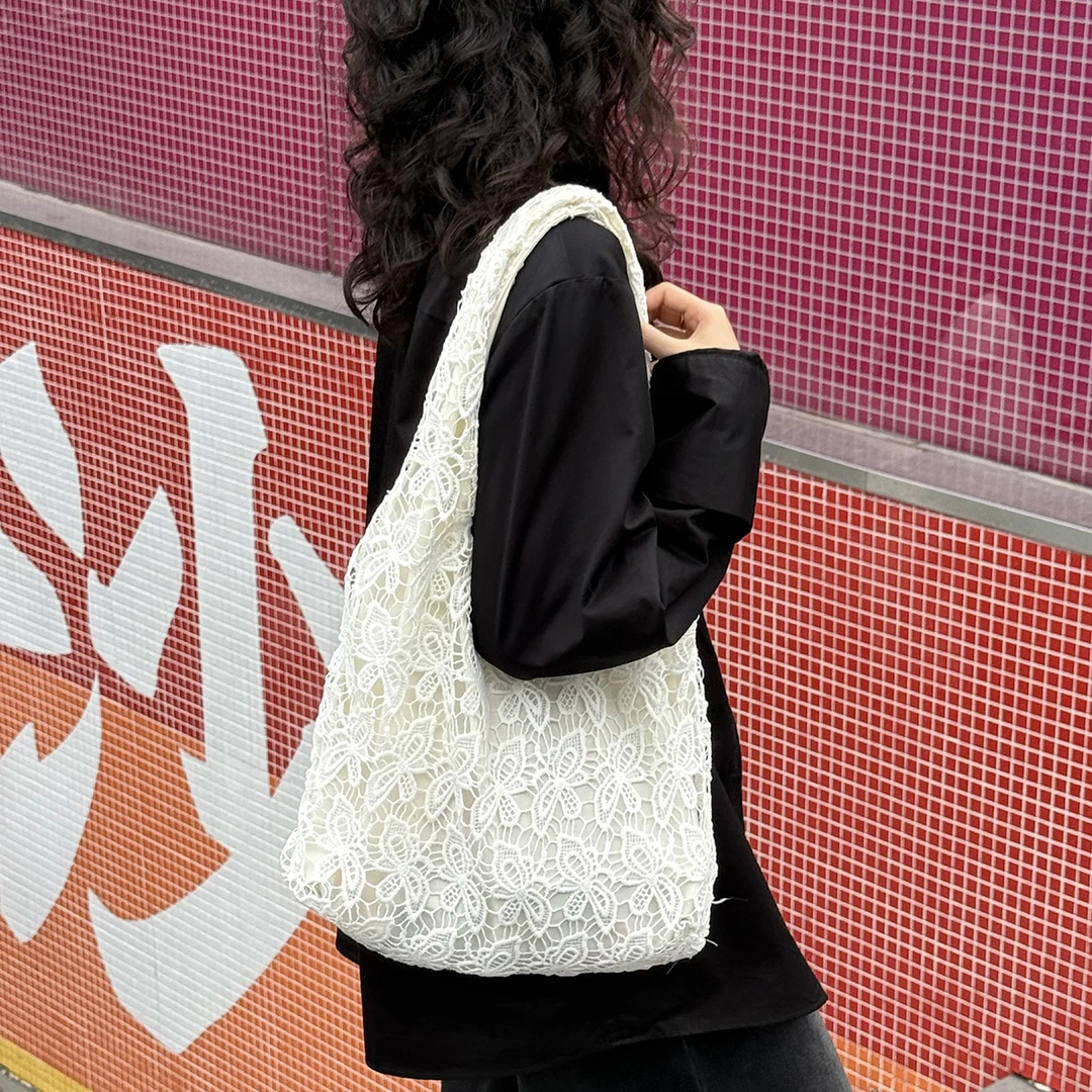 重工高品质赵露思同款田园风蕾丝新款大容量通勤单肩小众包包女款