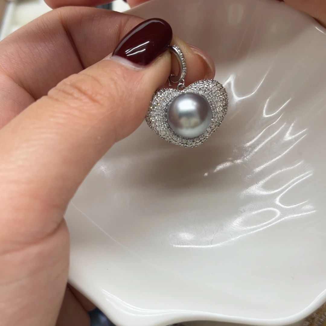 银S925镶嵌吊坠(不含链)海水珍珠