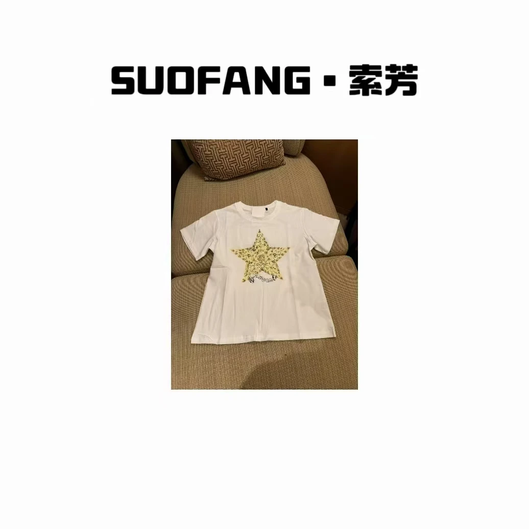 春装新款 休闲简约百搭星星印花T恤