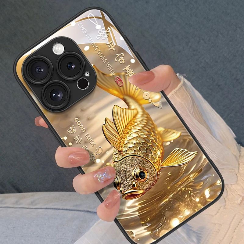 皆顺喜乐锦鲤适用苹果17promax手机壳iPhone16pro小众15p高级感14