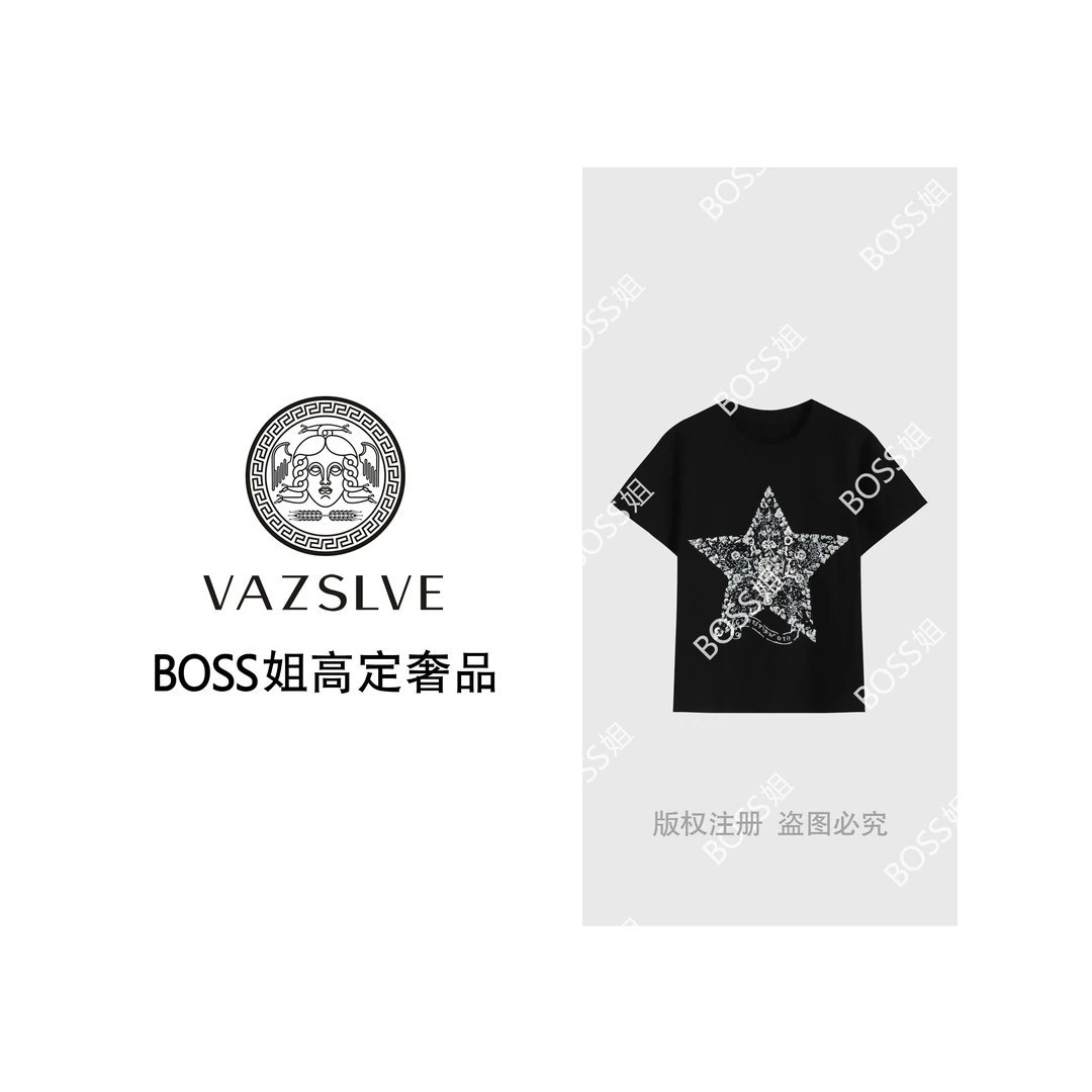 VAZSLVE/原创设计夏季简约时尚刺绣百搭休闲短袖T恤9950