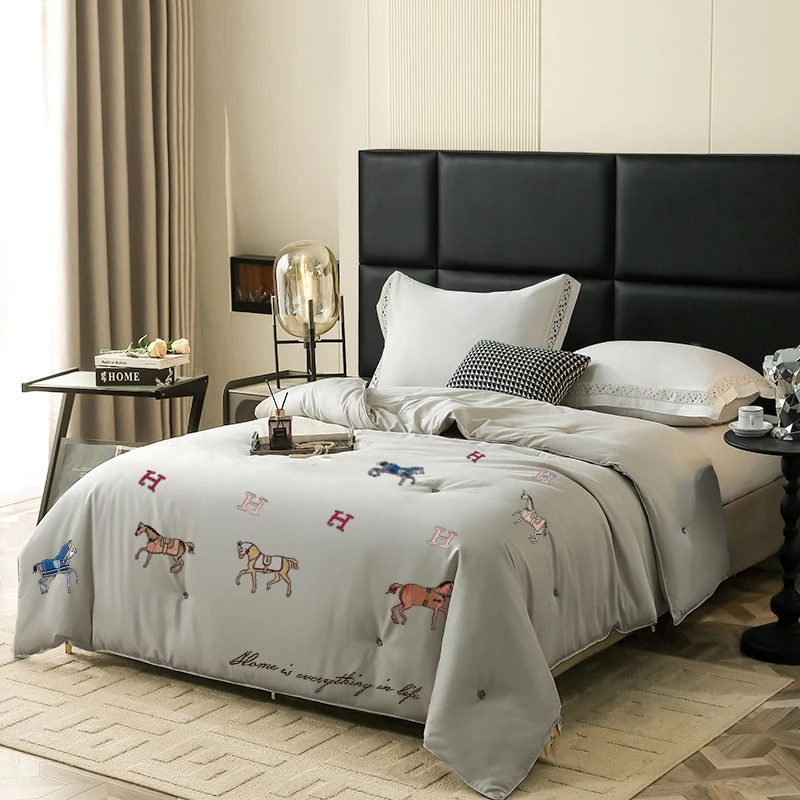 高奢刺绣酒店冬被加厚被子春秋被芯-灰（刺绣不挑）