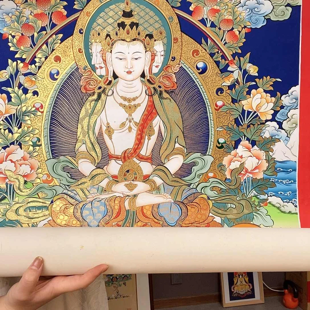 装裱画易**儿尼泊尔手绘唐卡画芯