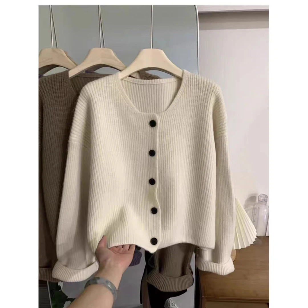 墙裂推荐！今年流行！毛衣女开衫秋冬新款慵懒风长袖针织衫高端上衣