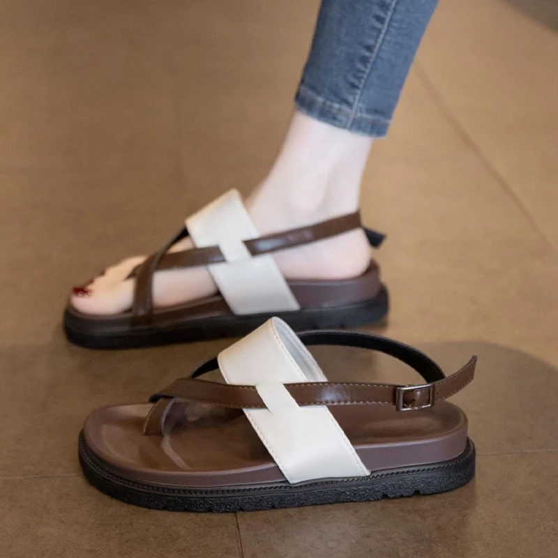 罗马配裙子凉鞋女2025夏季新款休闲时尚厚底百搭软底孕妇