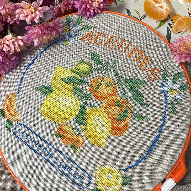 DMC十字绣新款正品柠檬喜鹊柠檬柑橘套件小件自己绣手工DIY解压