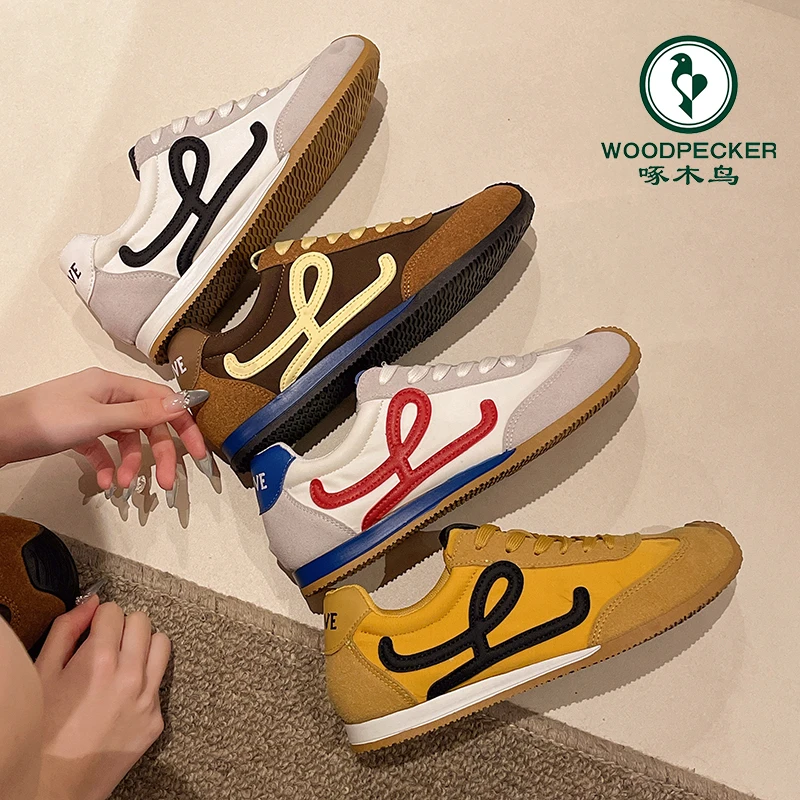 啄木鸟杨幂同款厚底阿甘德训鞋女2025春秋新款休闲鞋爆款小众厚底