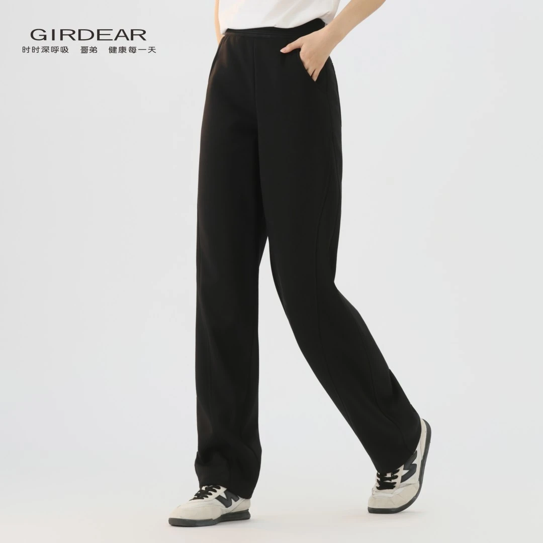 GIRDEAR/哥弟秋冬加绒高腰宽松时尚休闲百搭香蕉裤卫裤女1100490