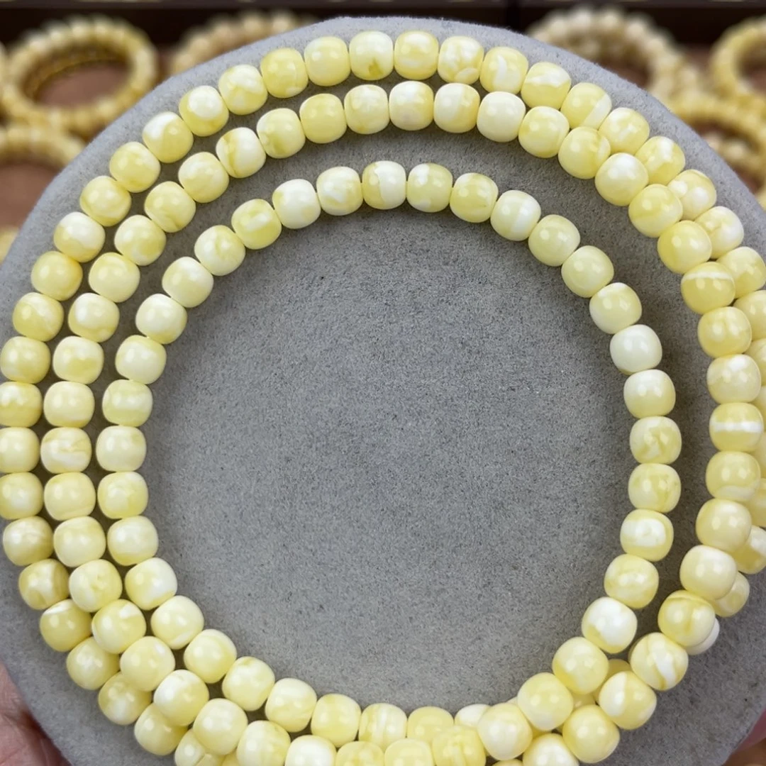 蜜蜡未镶嵌颈饰纯天然俄料瓷白花6.5*6