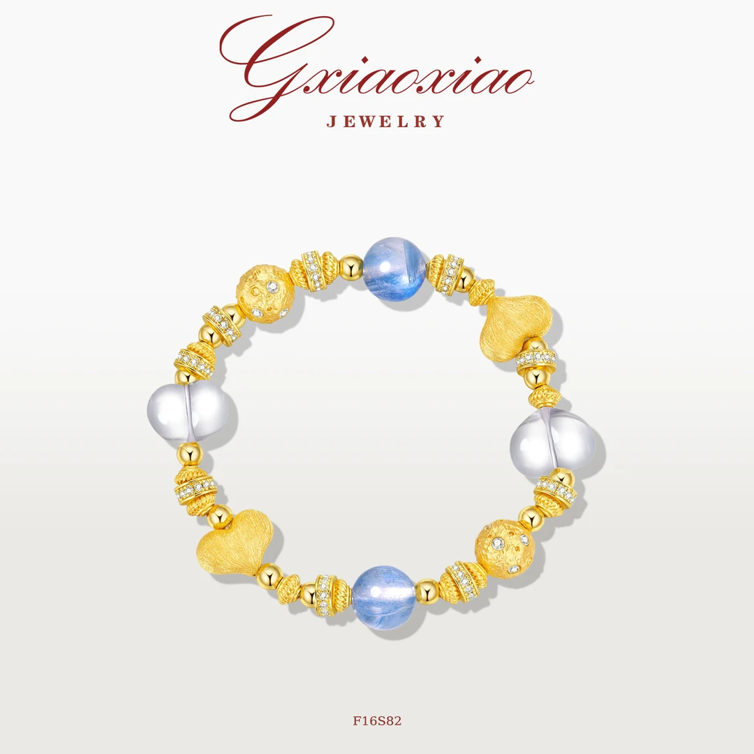 G XIAOXIAO 镀K金 轻奢气质高级感冰透爱心屁桃手链 F16S82