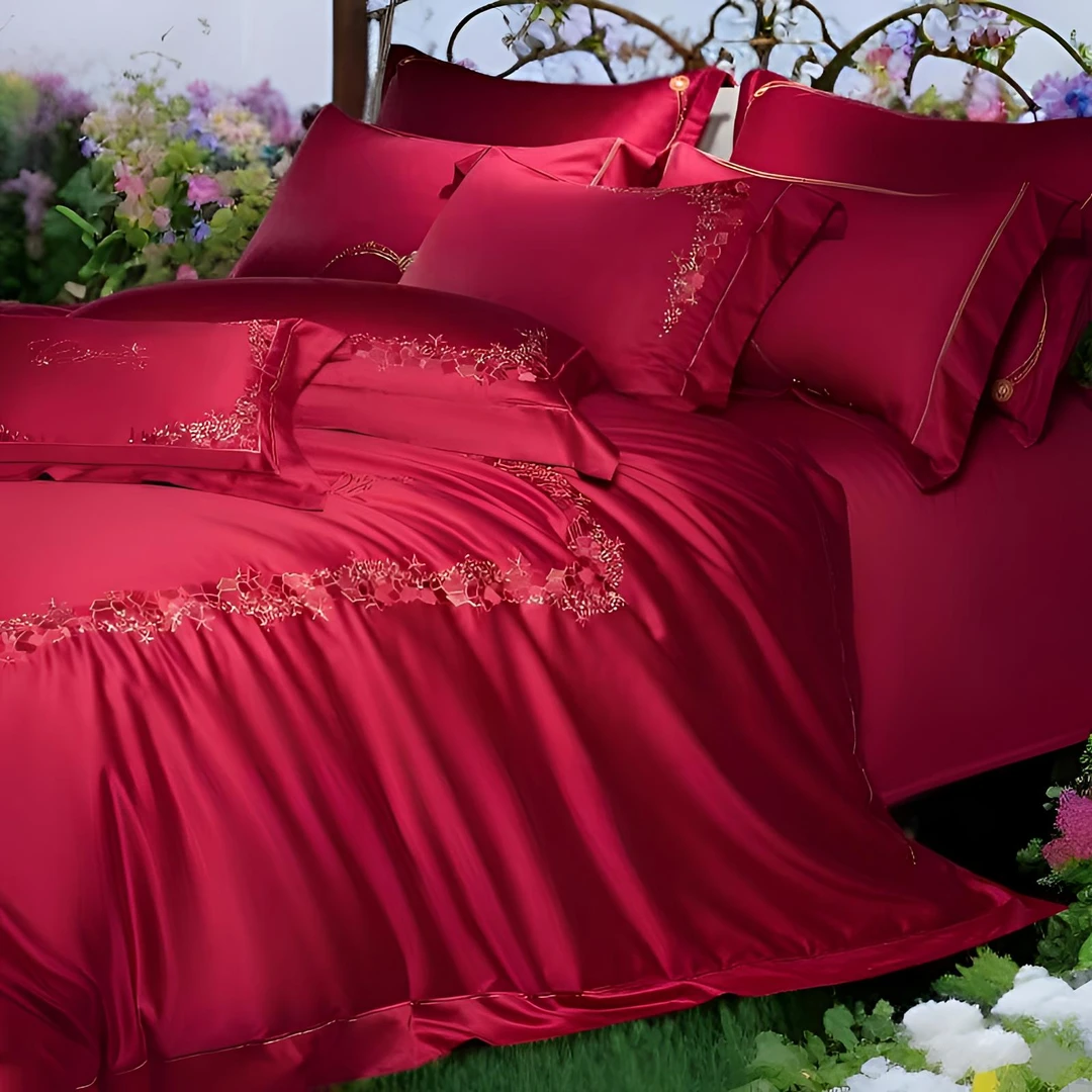 情臻璀璨！华丽婚嫁140支高订长绒棉刺绣四件套